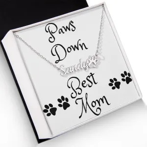Paw Print Name Necklace - Paws Down Best Mom White Card