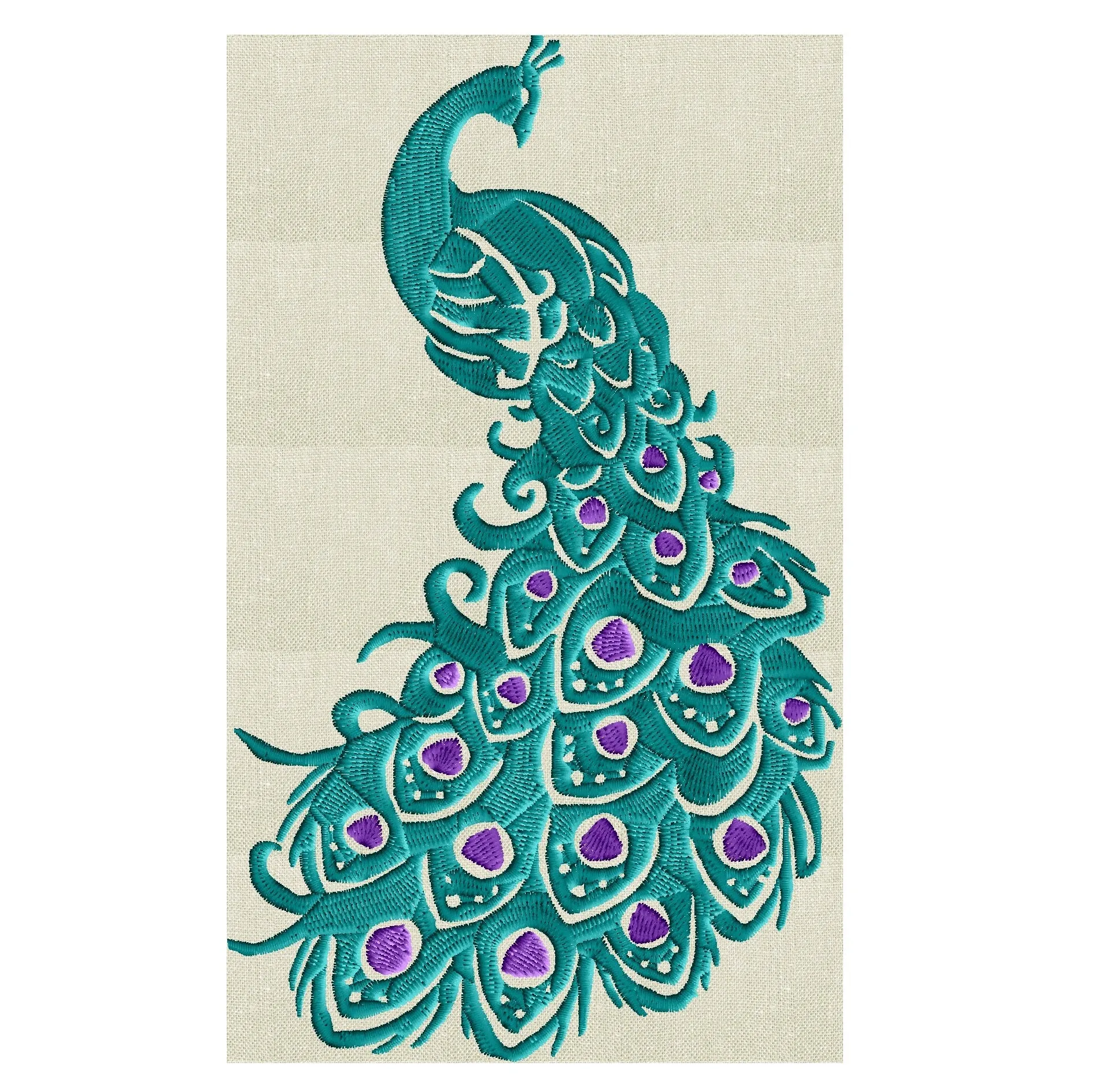 Peacock Bird of paradise - EMBROIDERY DESIGN file - Instant download Hus Exp Jef Vp3 Pes Dst formats - 2 sizes and 2 colors