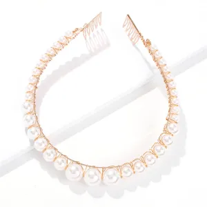 Pearl & 18K Gold-Plated Beaded Headband