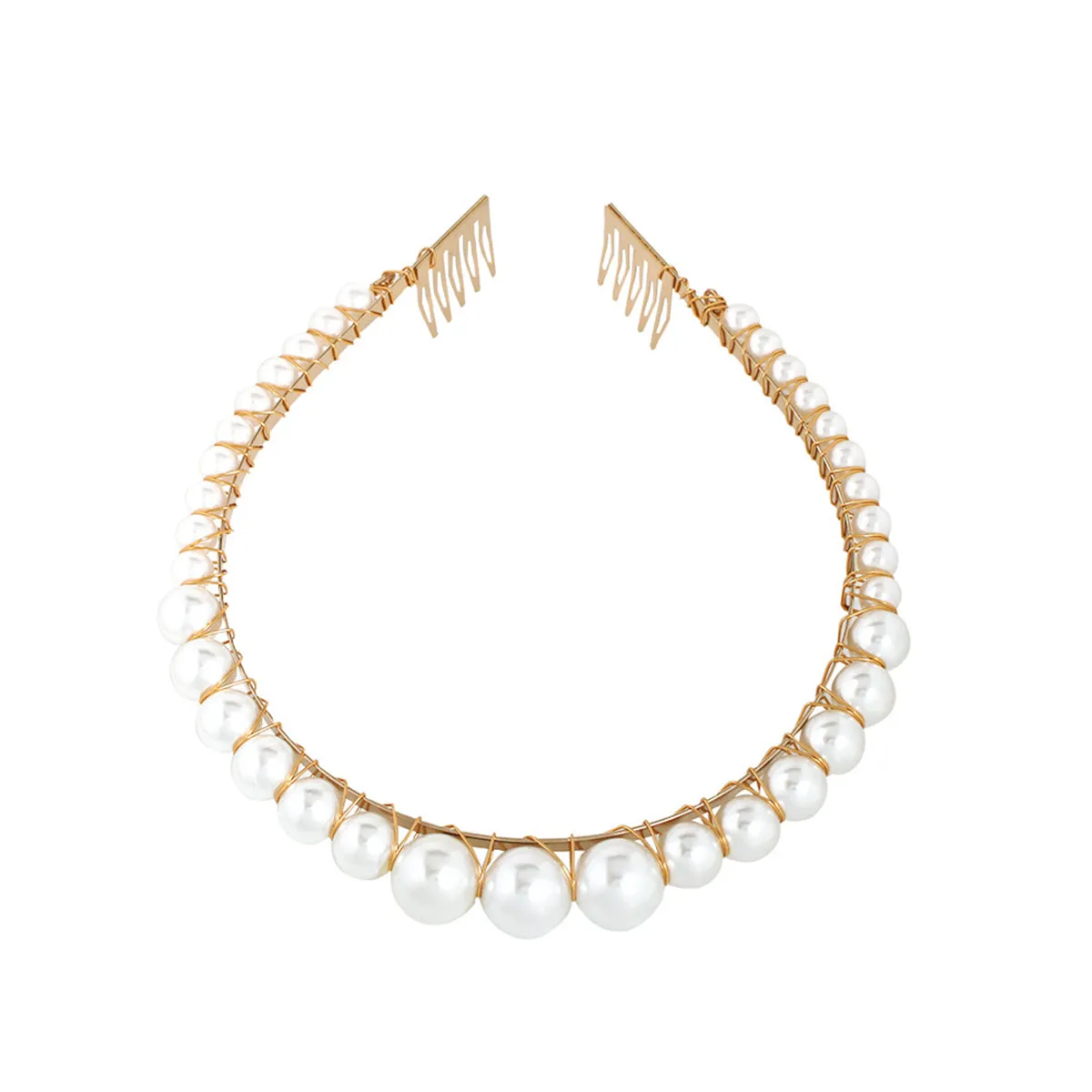 Pearl & 18K Gold-Plated Beaded Headband
