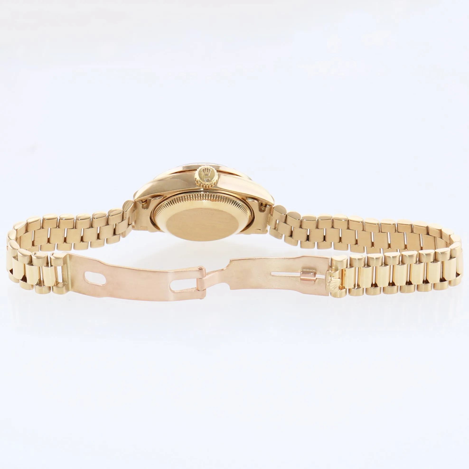 Pearl Diamond Ladies Rolex DateJust President 26mm 69178 Yellow Gold Watch Box