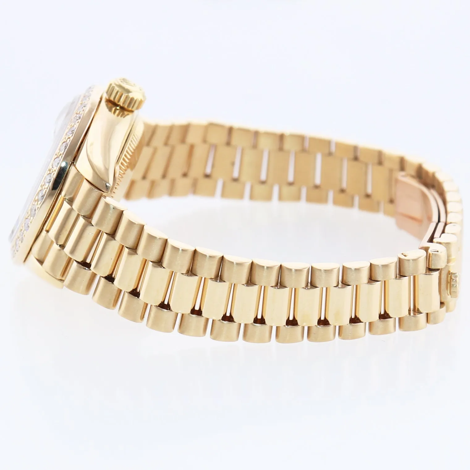 Pearl Diamond Ladies Rolex DateJust President 26mm 69178 Yellow Gold Watch Box