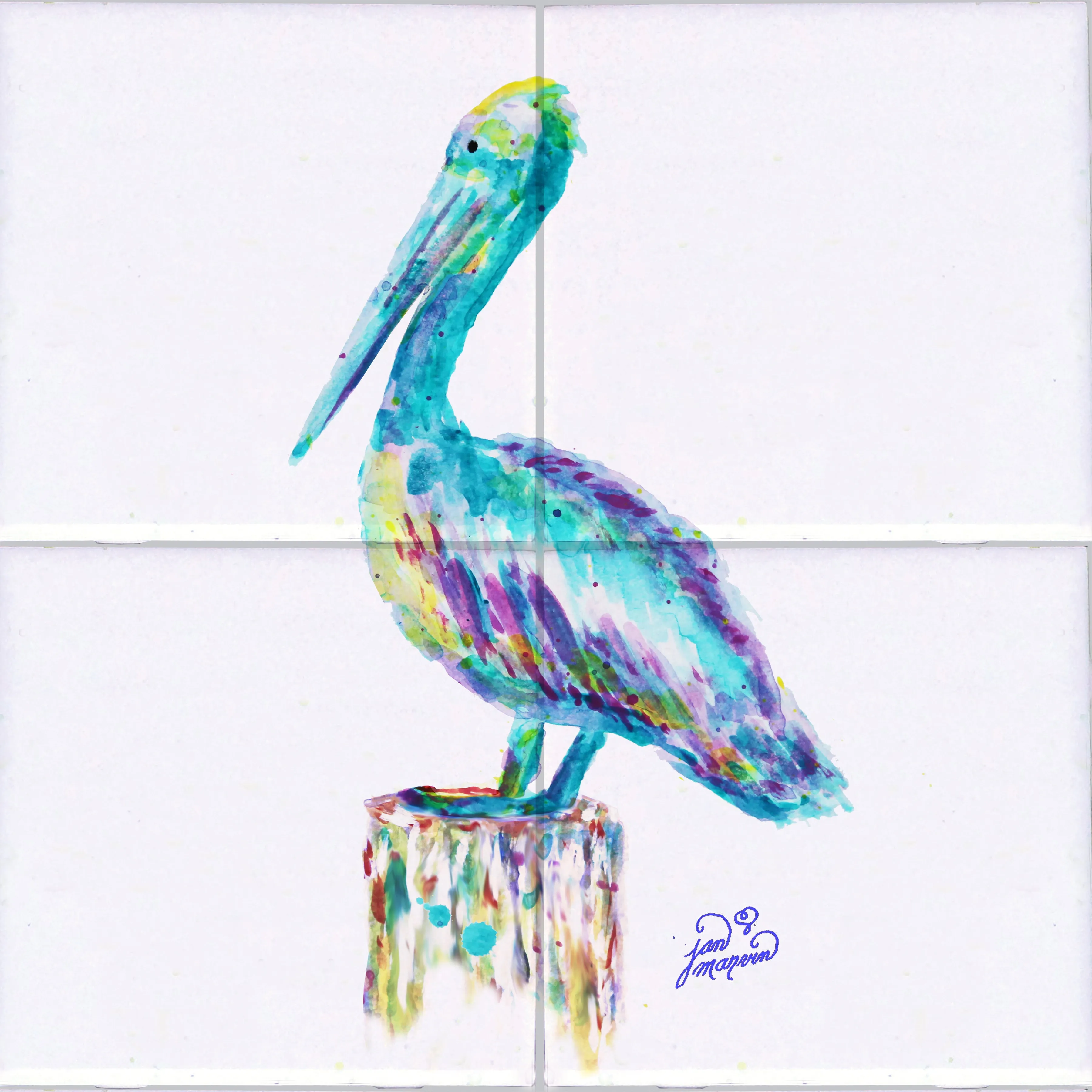 Pelican Only Tile Mural, High Quality (won't fade), Indoor or Outdoor, Beach Wall Tiles, Backsplash, Shower, Mosaic