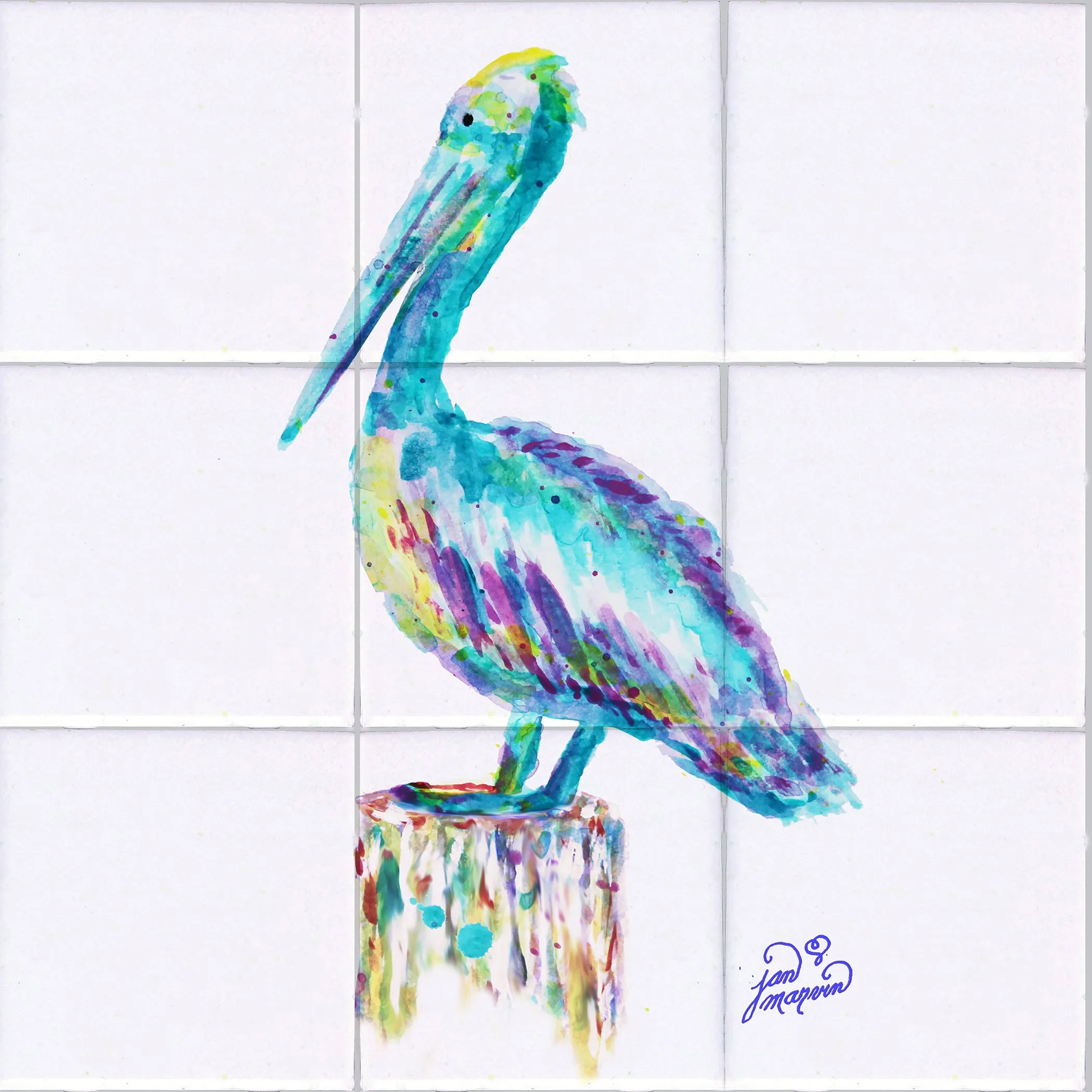 Pelican Only Tile Mural, High Quality (won't fade), Indoor or Outdoor, Beach Wall Tiles, Backsplash, Shower, Mosaic