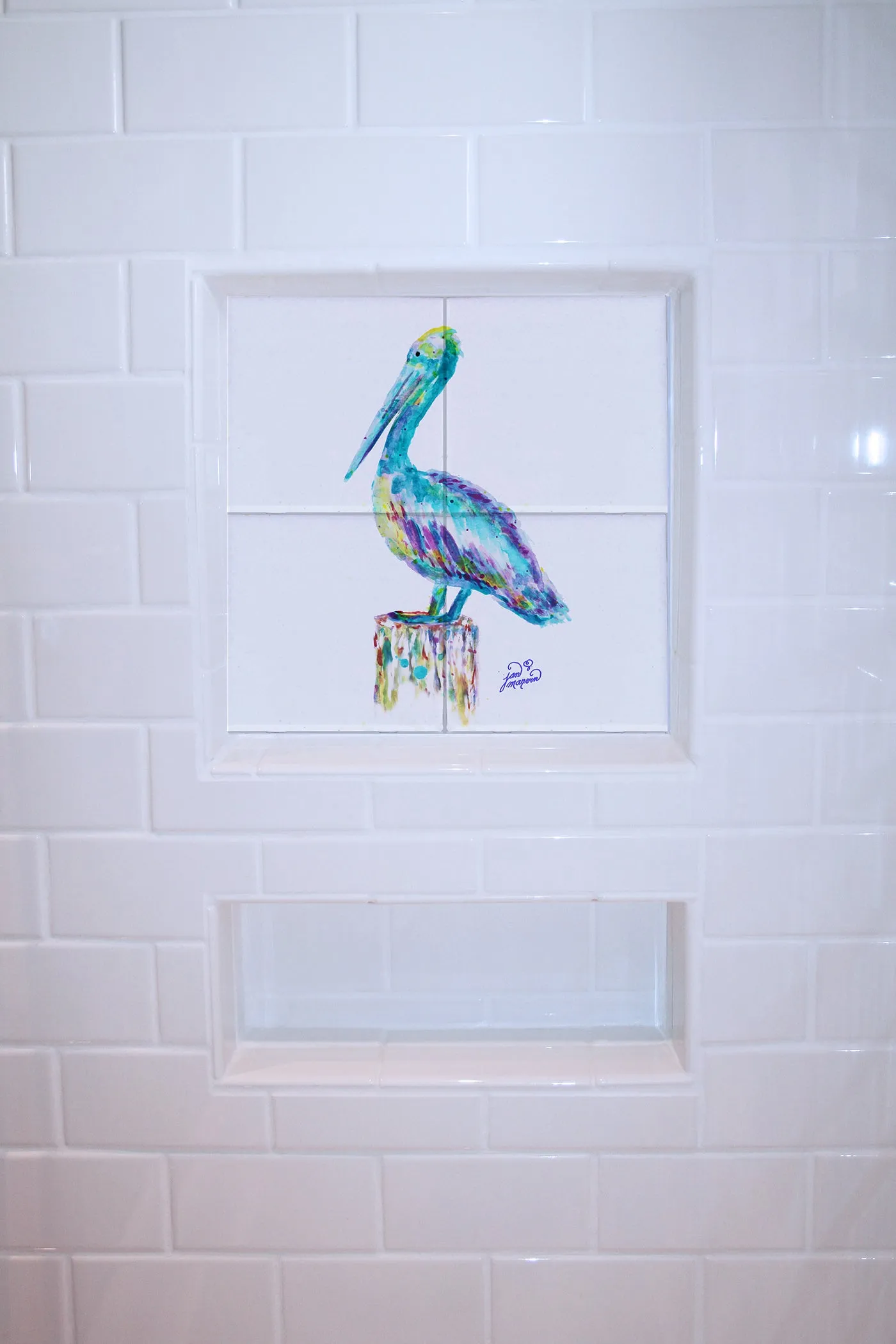 Pelican Only Tile Mural, High Quality (won't fade), Indoor or Outdoor, Beach Wall Tiles, Backsplash, Shower, Mosaic