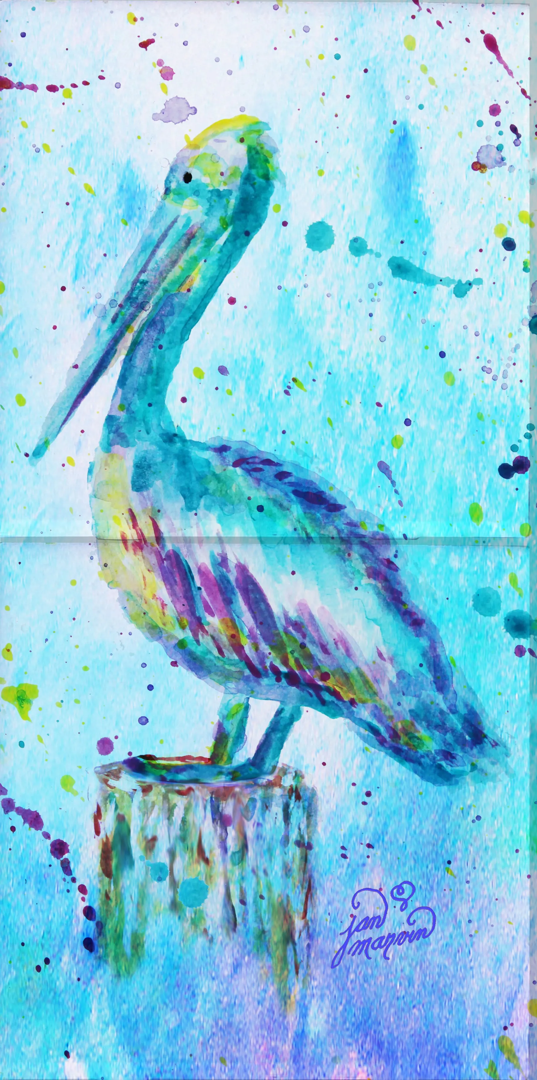 Pelican w/background Tile Mural, High Quality (won't fade), Indoor or Outdoor, Beach Wall Tiles, Backsplash, Shower, Mosaic