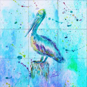 Pelican w/background Tile Mural, High Quality (won't fade), Indoor or Outdoor, Beach Wall Tiles, Backsplash, Shower, Mosaic