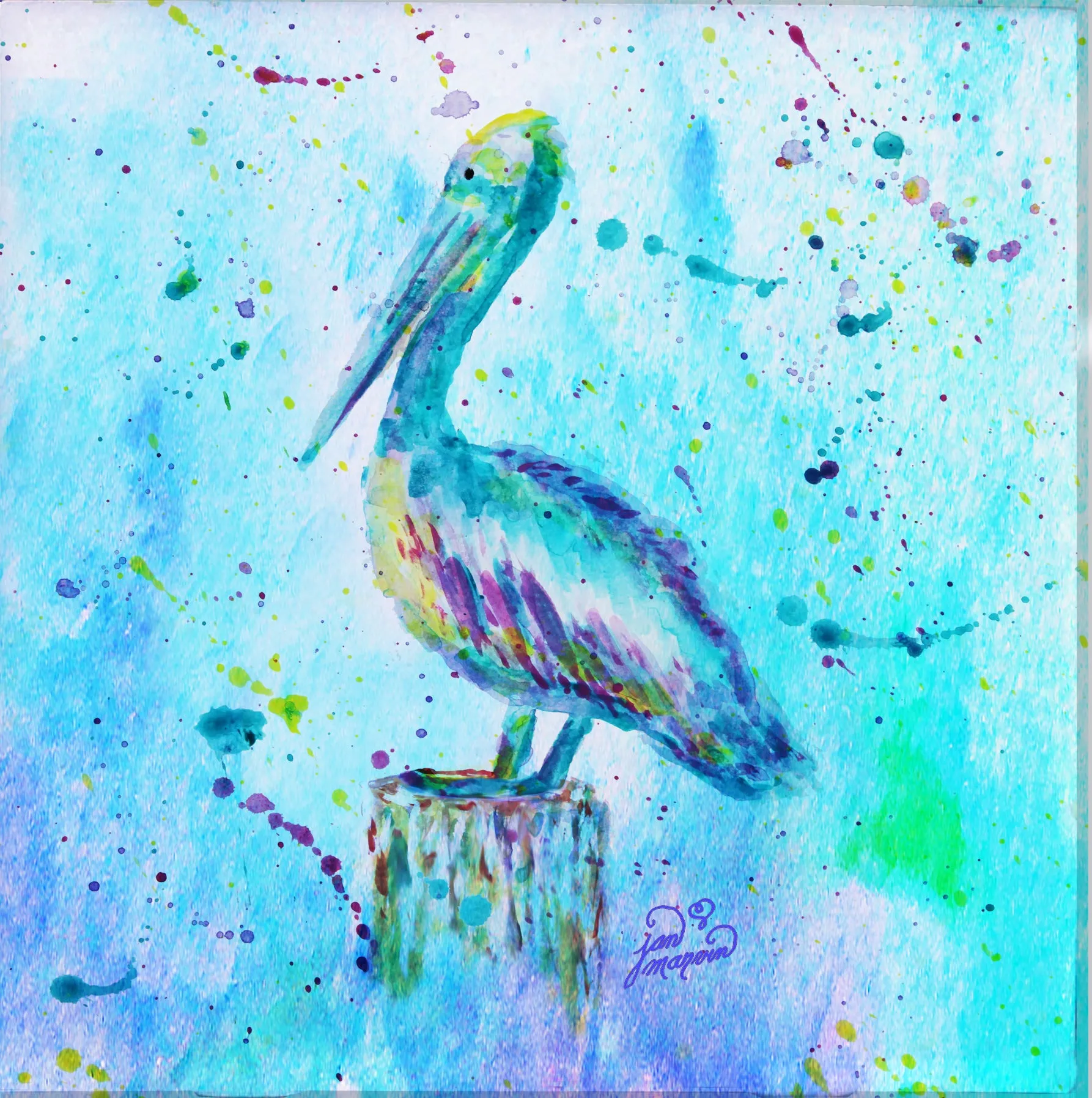 Pelican w/background Tile Mural, High Quality (won't fade), Indoor or Outdoor, Beach Wall Tiles, Backsplash, Shower, Mosaic