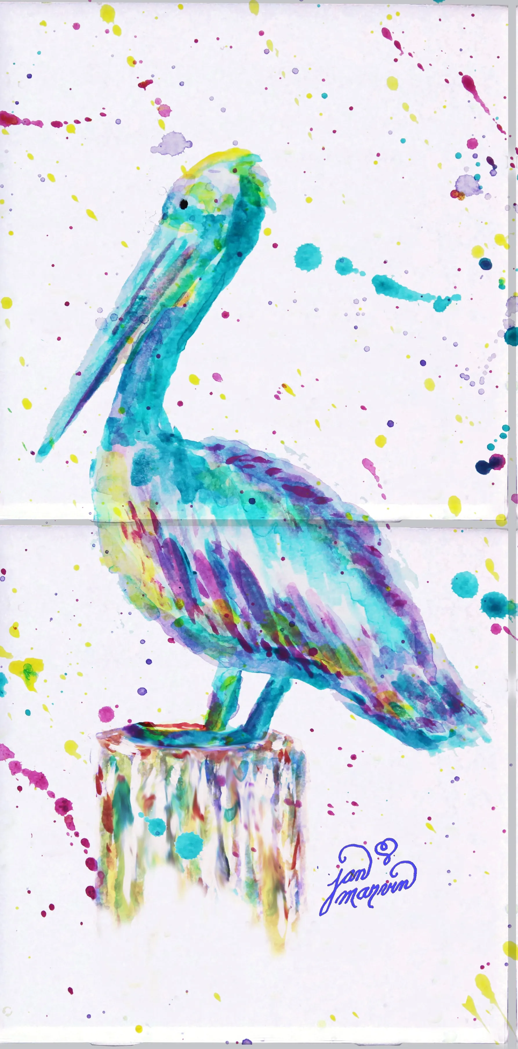 Pelican w/Paint Tile Mural, High Quality (won't fade), Indoor or Outdoor, Beach Wall Tiles, Backsplash, Shower, Mosaic