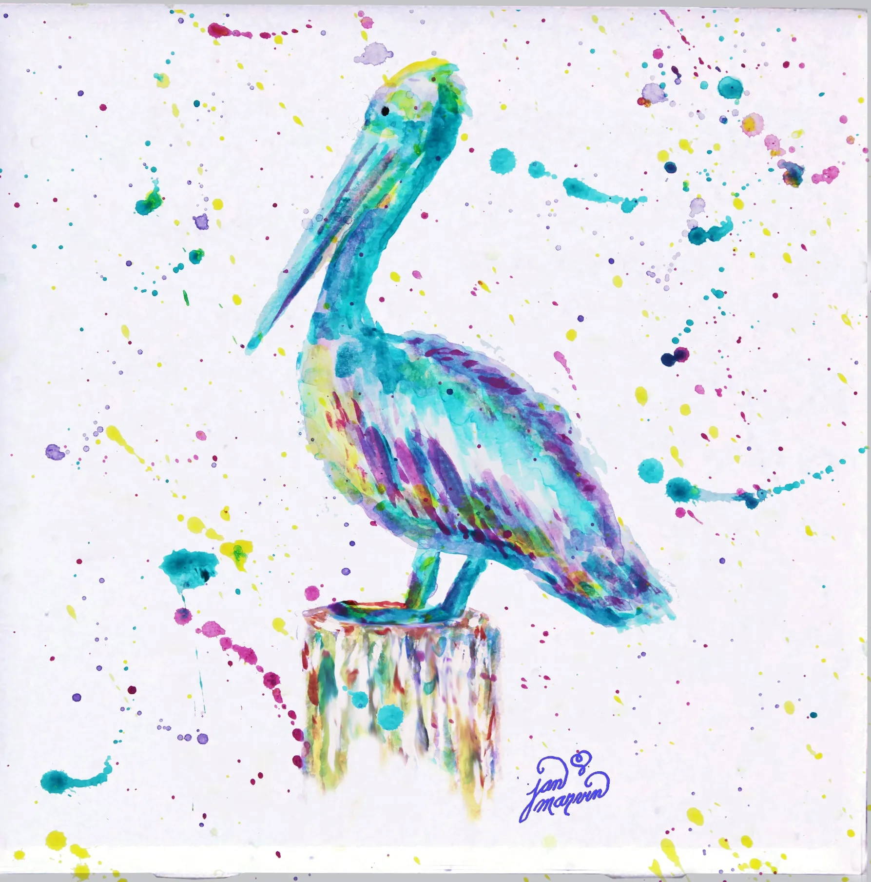 Pelican w/Paint Tile Mural, High Quality (won't fade), Indoor or Outdoor, Beach Wall Tiles, Backsplash, Shower, Mosaic