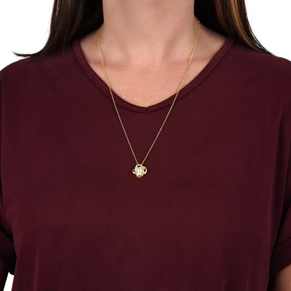 Perfect Granddaughter (Love Grandpa), Straighten Your Crown | Gold Love Knot Necklace for Granddaughters