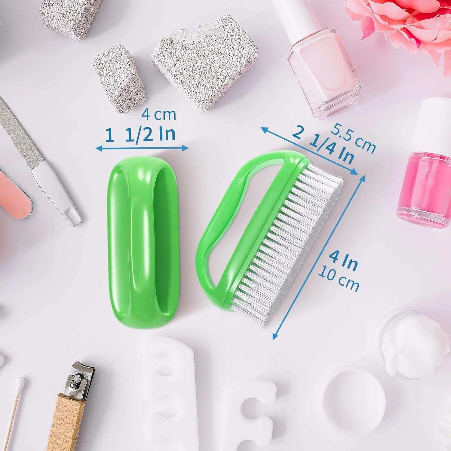 Perfect-Grip Large Hand and Nail Brush 4" X 2-1/4" X 1-1/2" (Green)