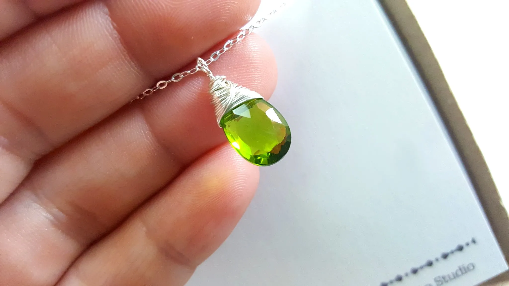 Peridot - August Birthstone - Sterling Silver Necklace