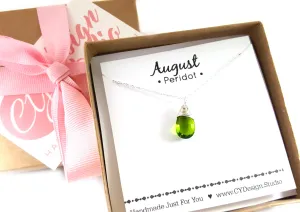 Peridot - August Birthstone - Sterling Silver Necklace