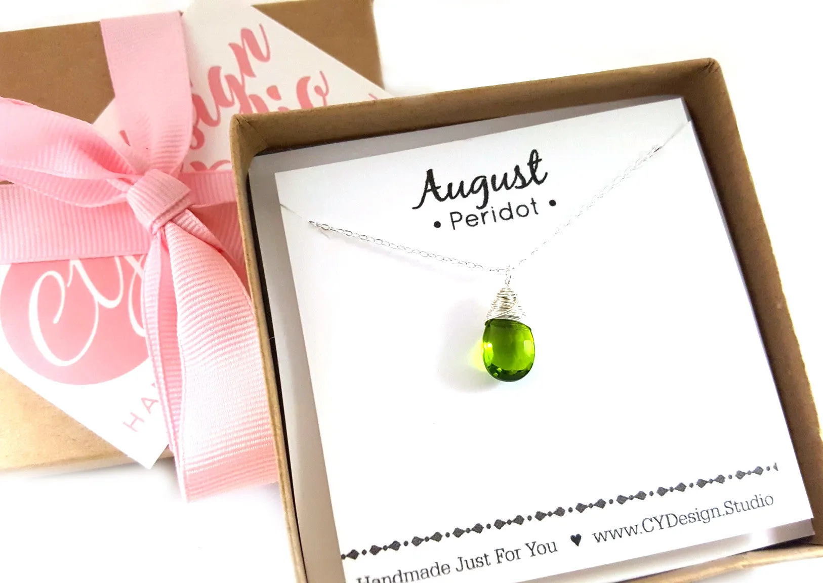 Peridot - August Birthstone - Sterling Silver Necklace