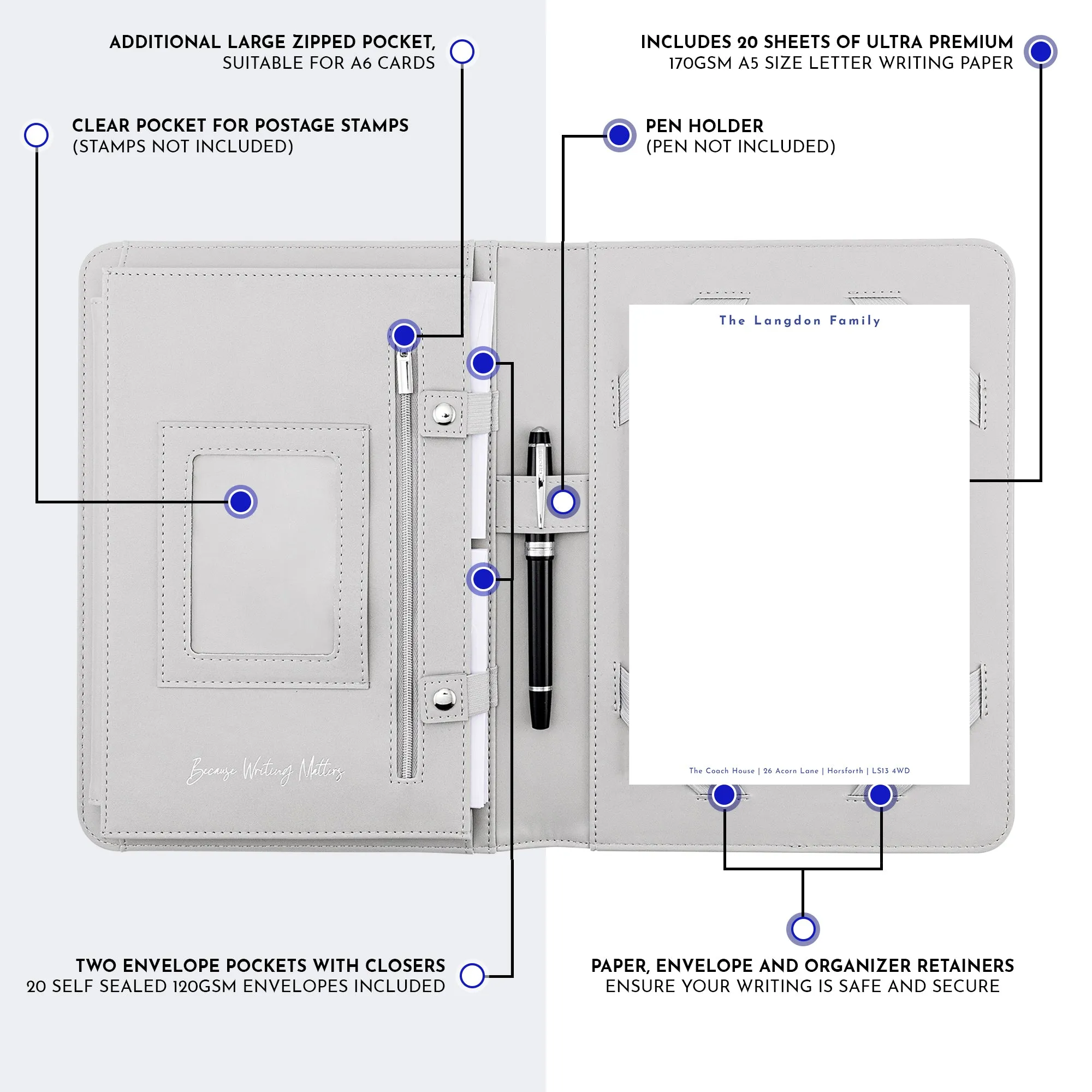 Personalised Letter Writing Stationery Set with Organiser - 'Newcastle''