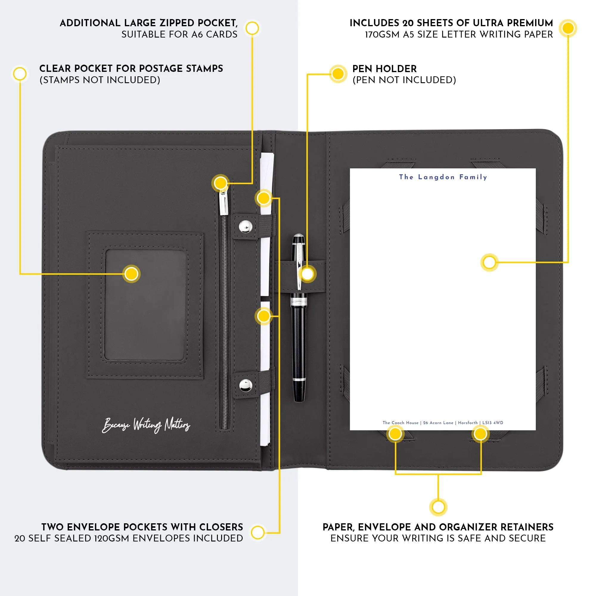 Personalised Letter Writing Stationery Set with Organiser - 'Newcastle''