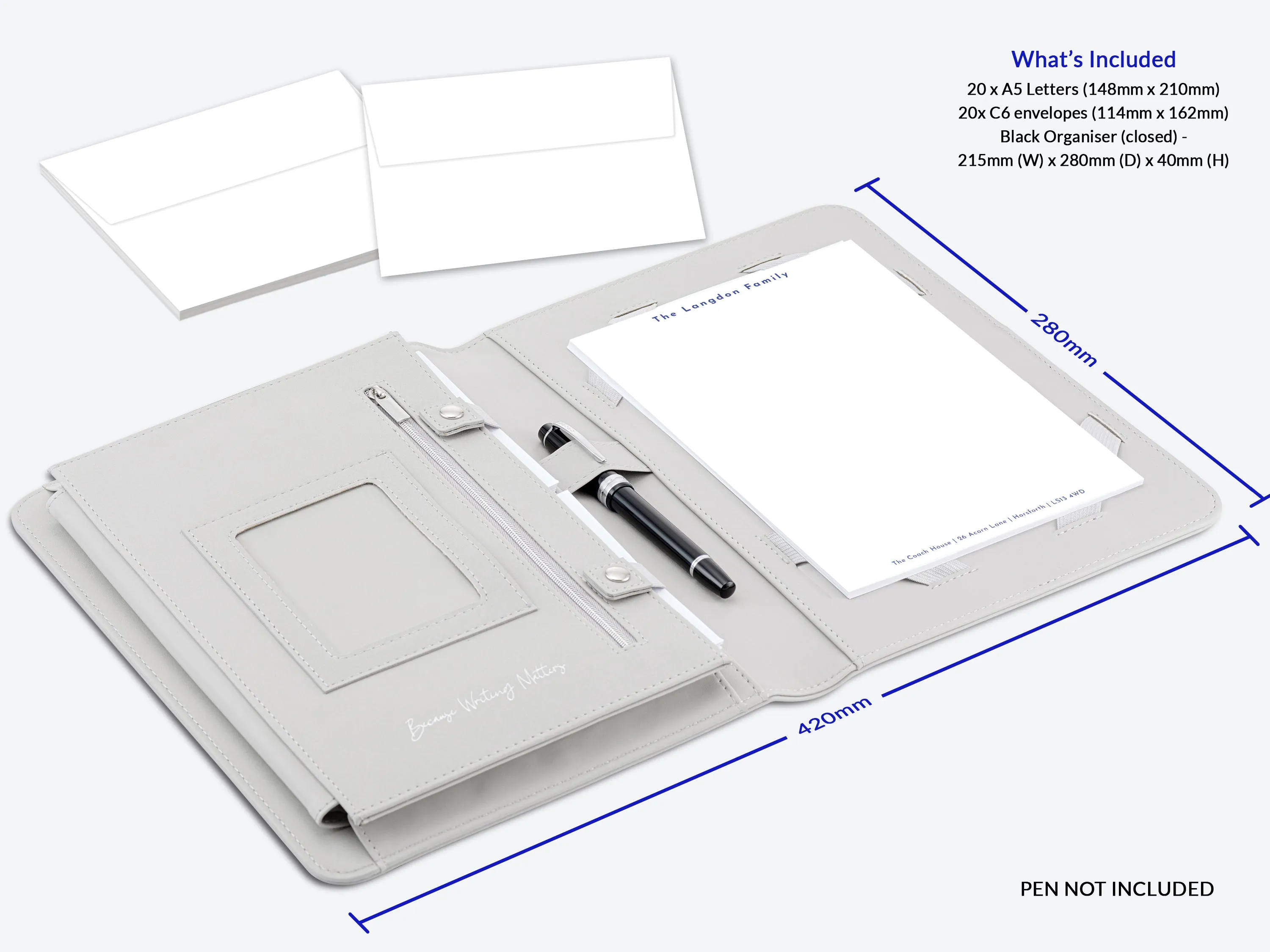 Personalised Letter Writing Stationery Set with Organiser - 'Newcastle''