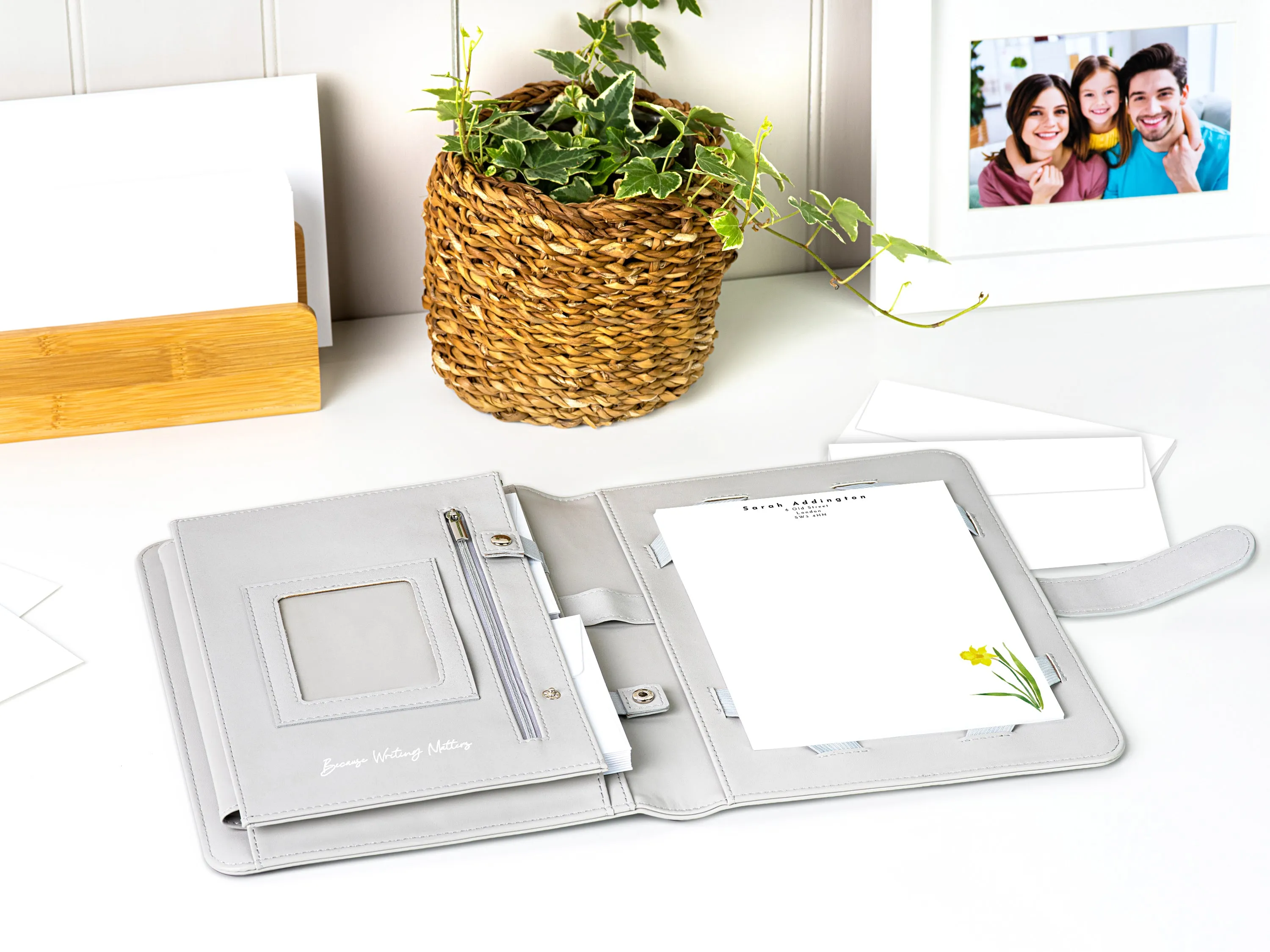 Personalised Watercolour Flowers Letter Writing Stationery Set with Organiser