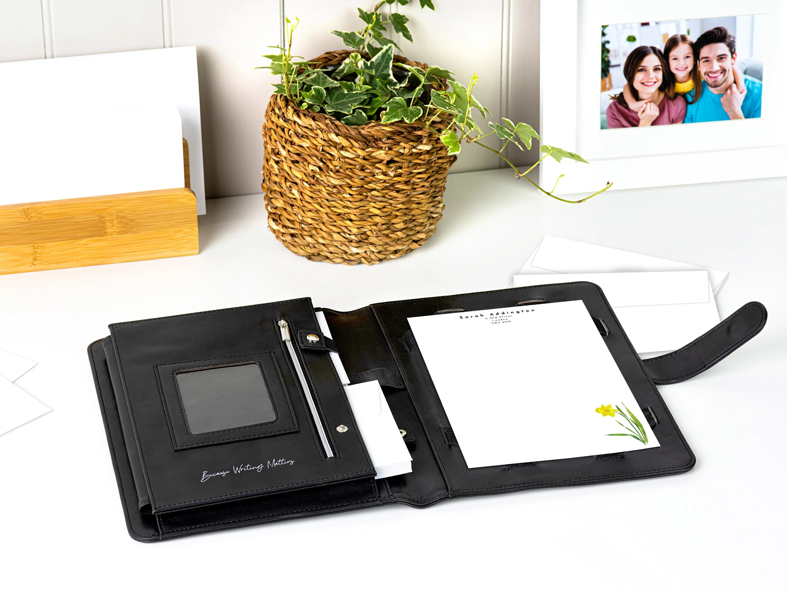 Personalised Watercolour Flowers Letter Writing Stationery Set with Organiser