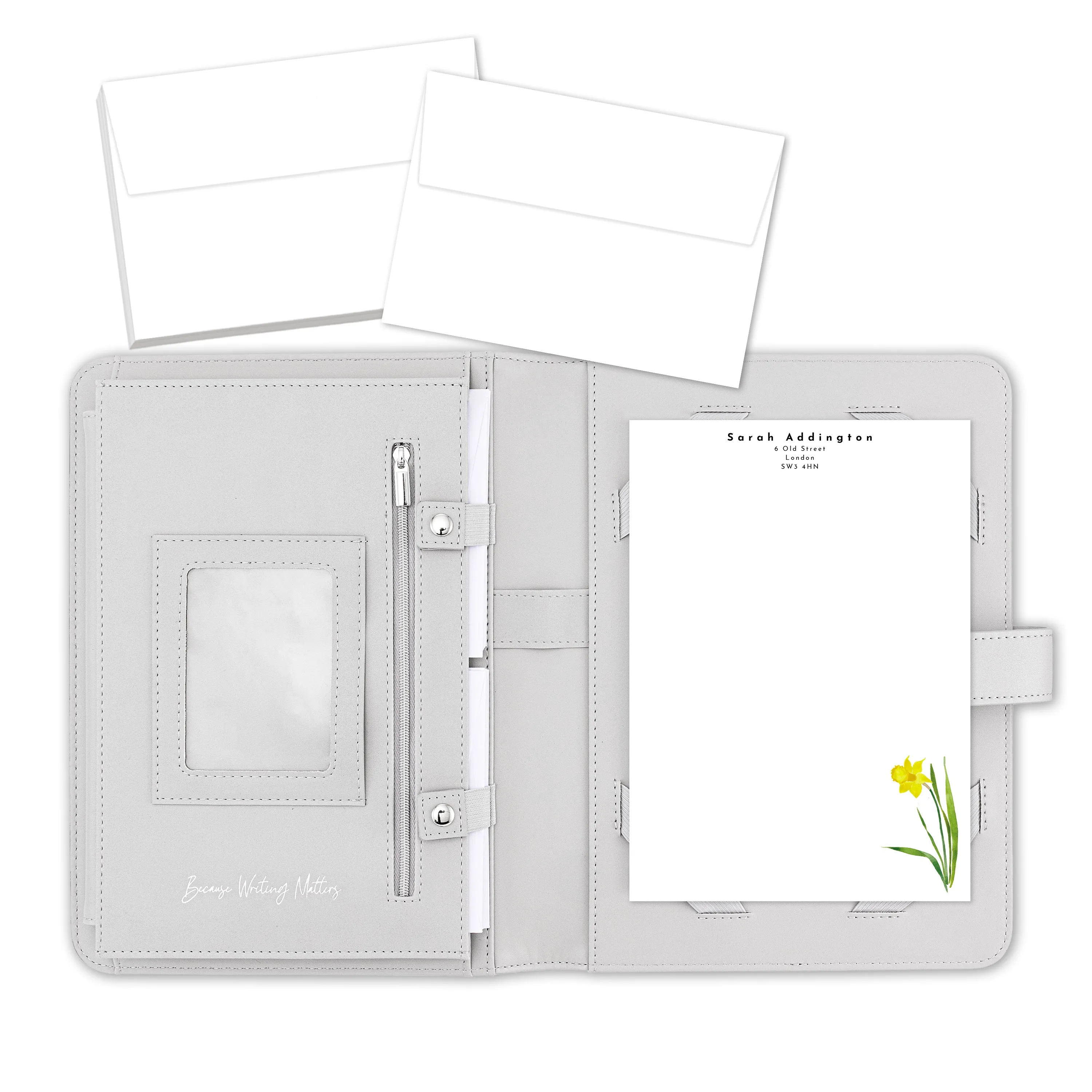 Personalised Watercolour Flowers Letter Writing Stationery Set with Organiser