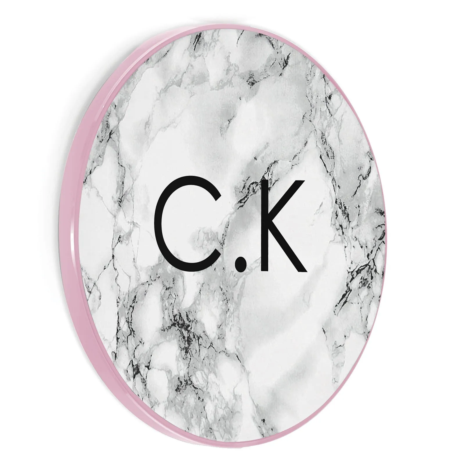 Personalised Wireless Charger with Modern Initials on Grey Marble