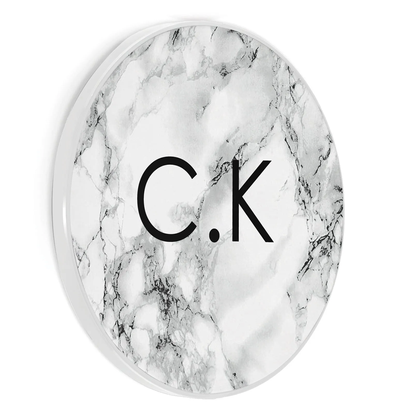 Personalised Wireless Charger with Modern Initials on Grey Marble
