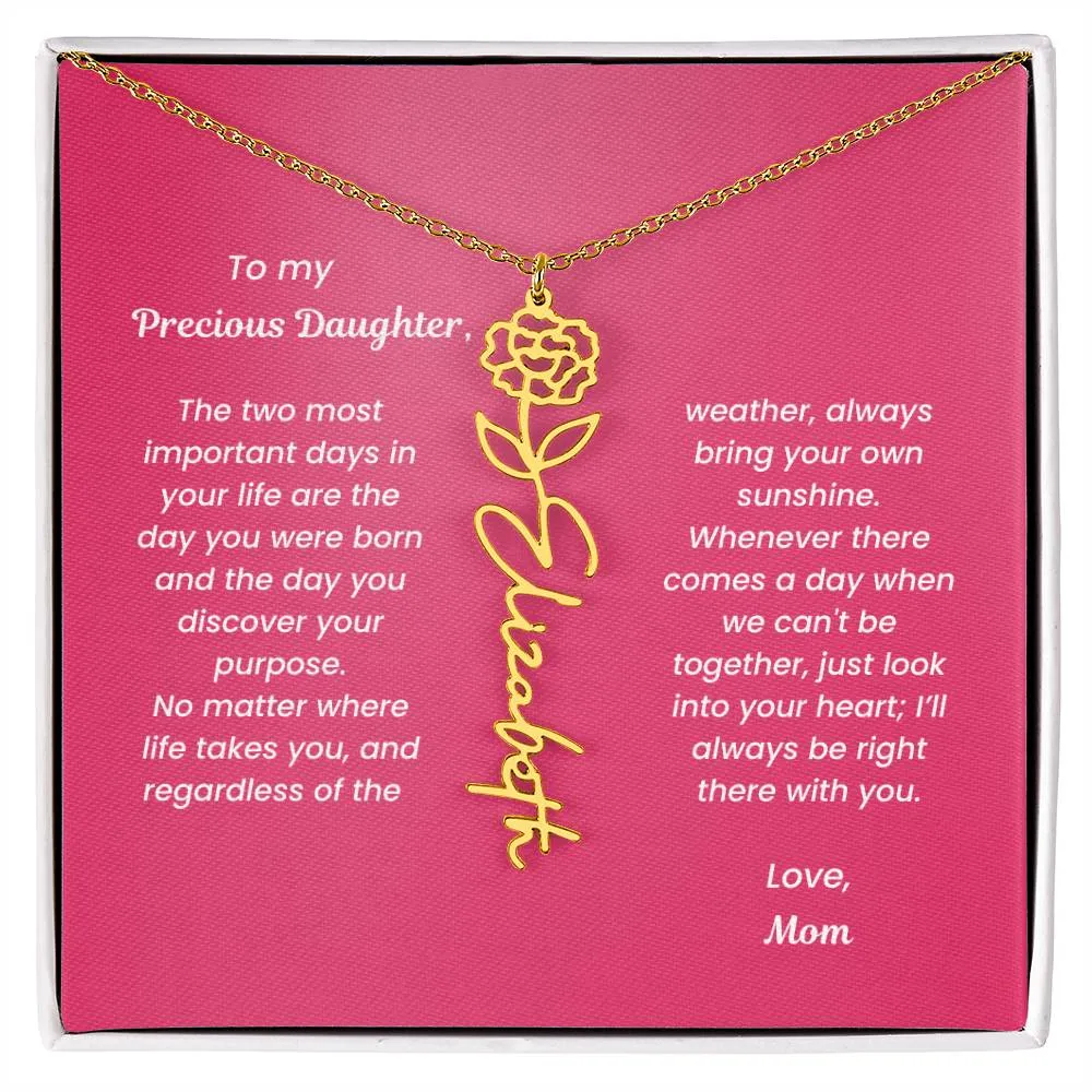 Personalized Name Birth Month Flower Necklace Gift for Daughter or Granddaughter - BFNVMC71D