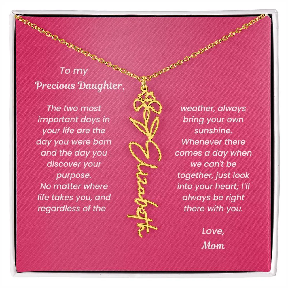 Personalized Name Birth Month Flower Necklace Gift for Daughter or Granddaughter - BFNVMC71D
