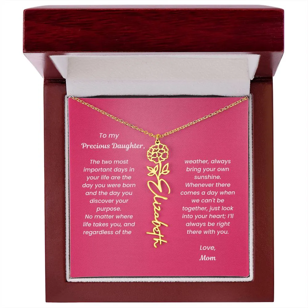 Personalized Name Birth Month Flower Necklace Gift for Daughter or Granddaughter - BFNVMC71D