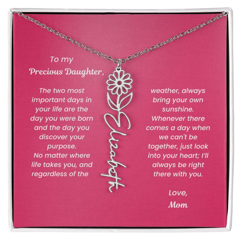 Personalized Name Birth Month Flower Necklace Gift for Daughter or Granddaughter - BFNVMC71D