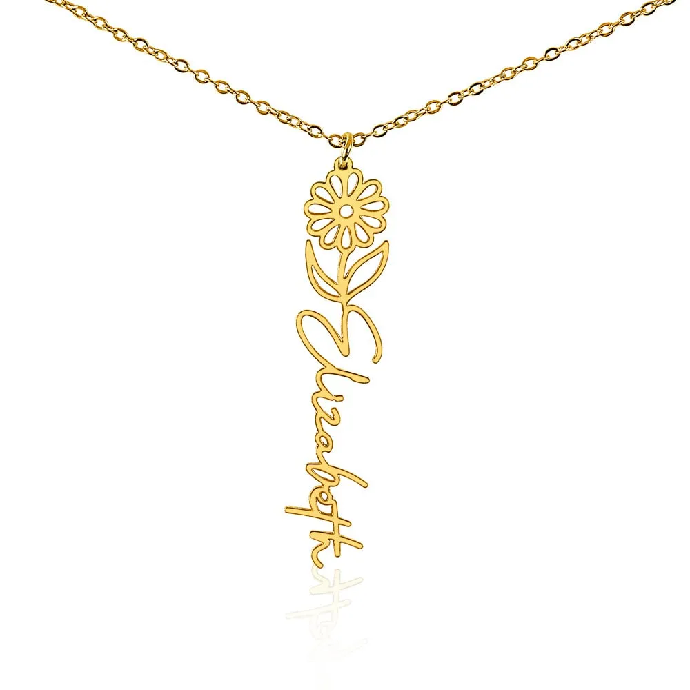 Personalized Name Birth Month Flower Necklace Gift for Daughter or Granddaughter - BFNVMC71D