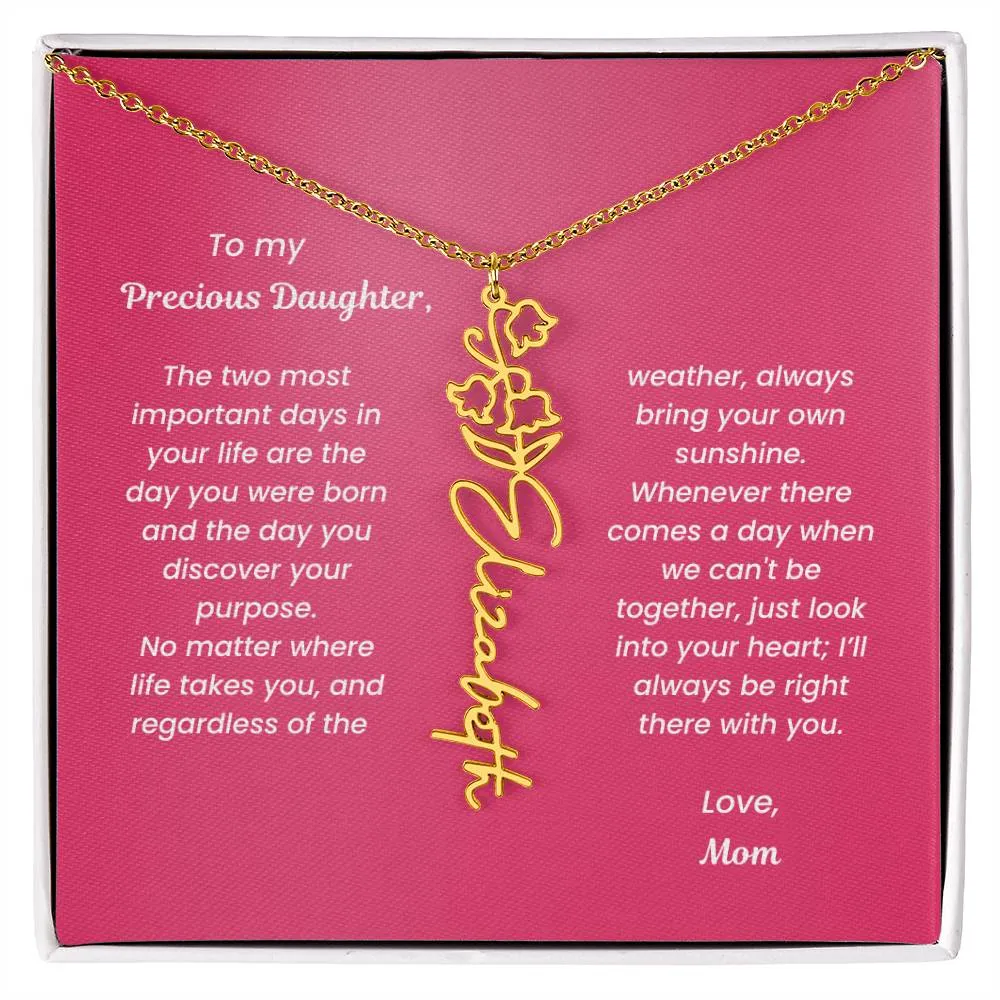 Personalized Name Birth Month Flower Necklace Gift for Daughter or Granddaughter - BFNVMC71D