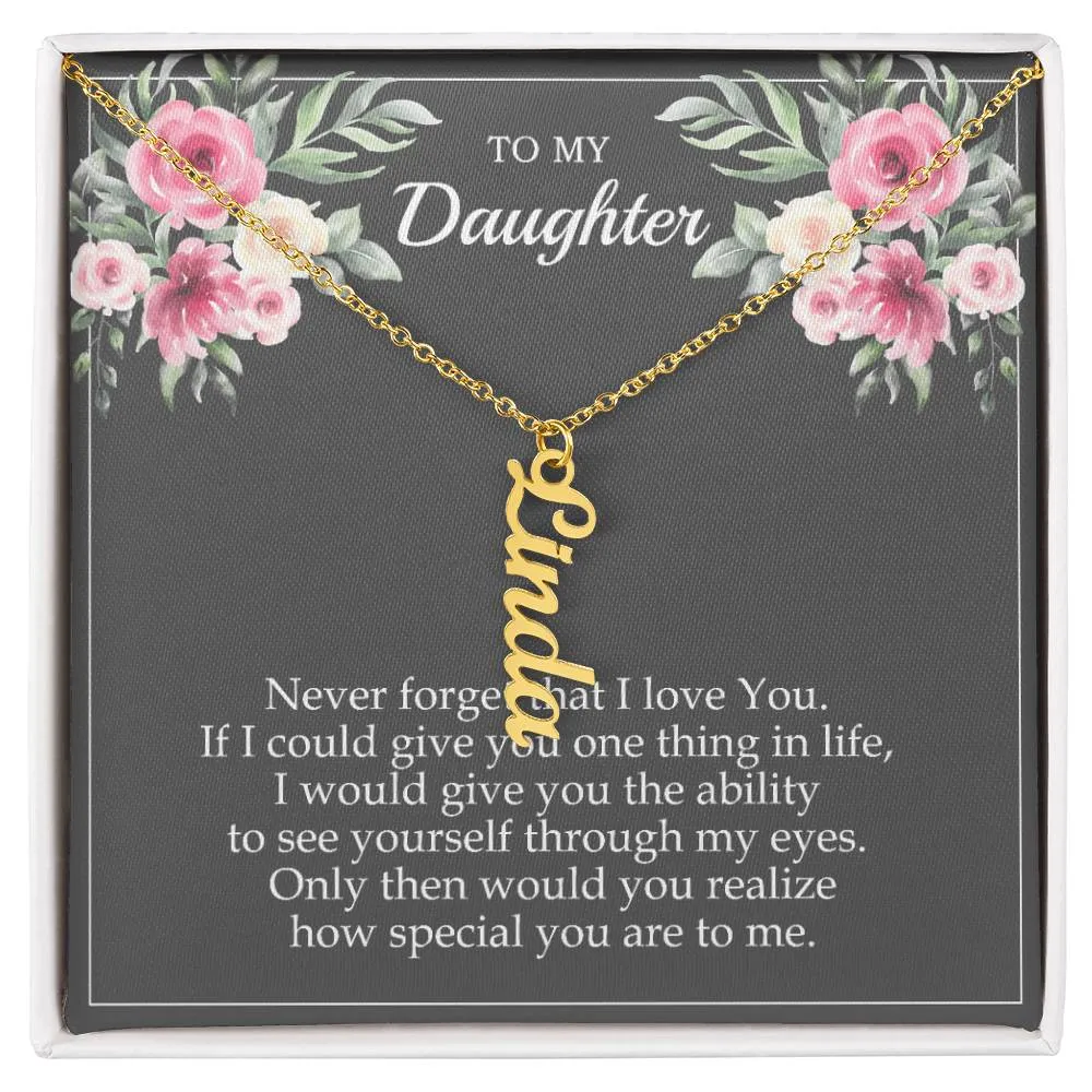 Personalized Name Vertical Dangling Necklace Gift For Daughter Flower MC6 Gray Daughter Ability To See
