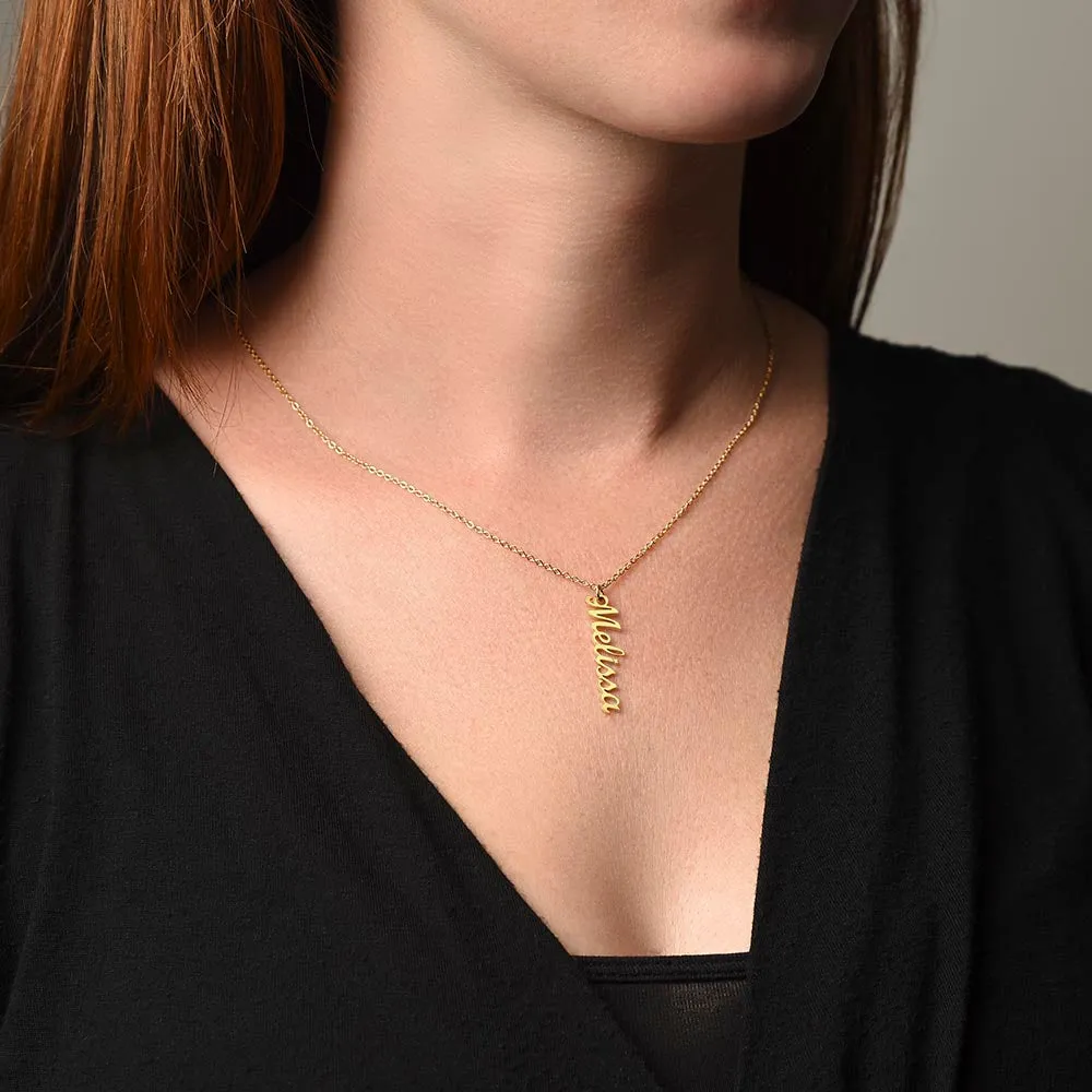 Personalized Name Vertical Dangling Necklace Gift For Daughter