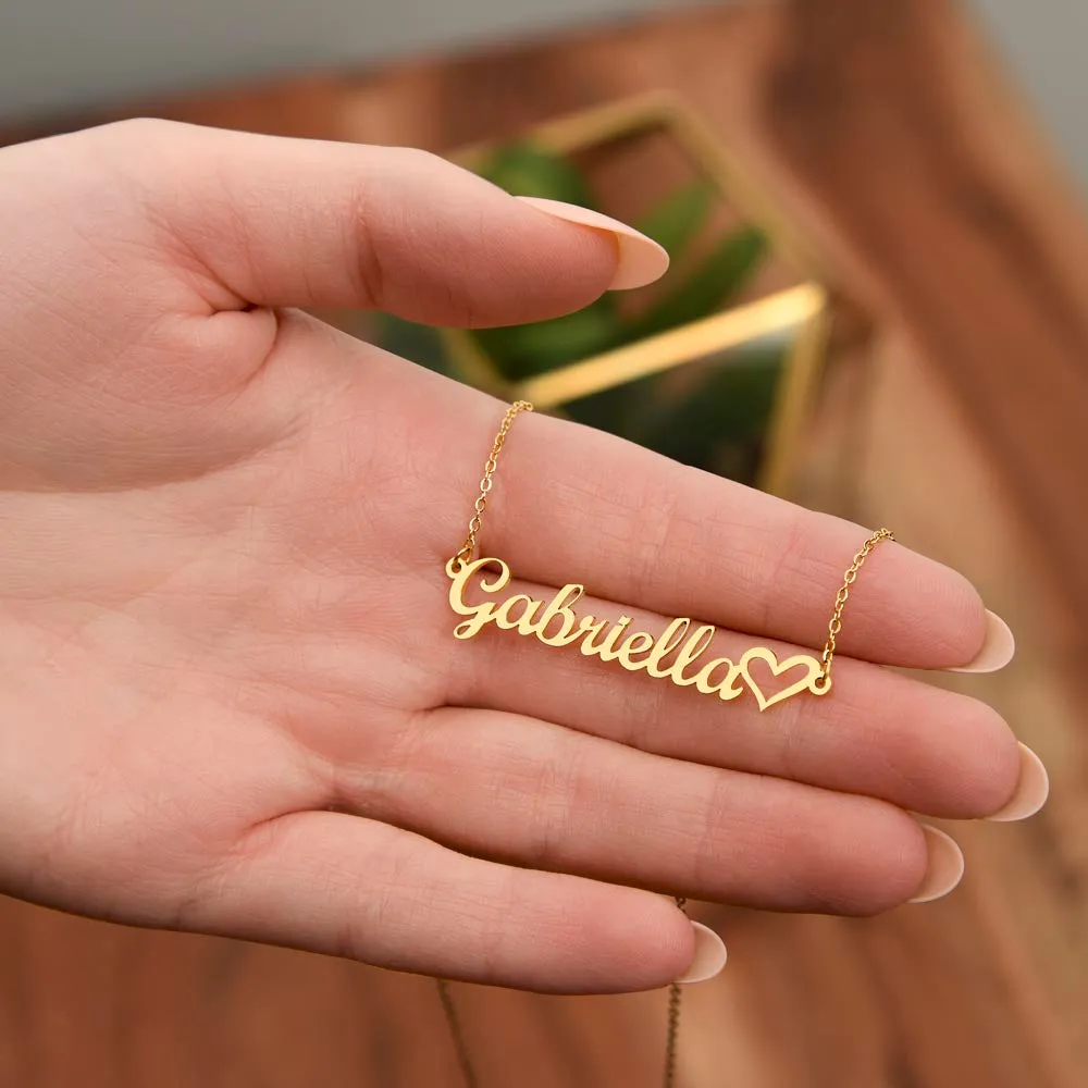 Personalized Script Name Necklace With Heart Gift for Daughter White6
