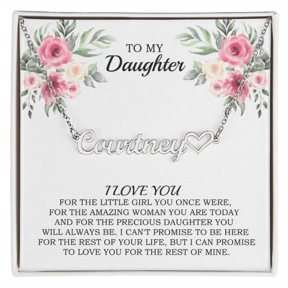Personalized Script Name Necklace With Heart Gift for Daughter White6