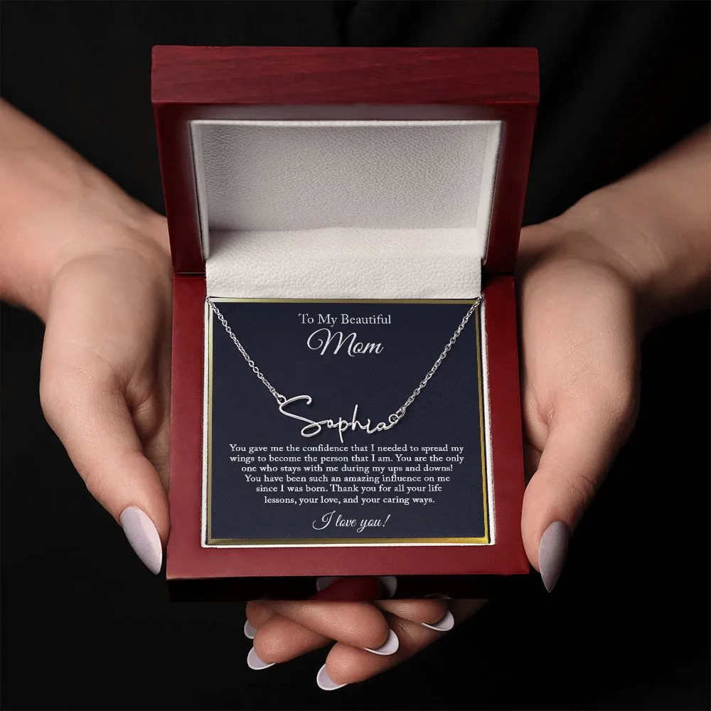 Personalized Signature Necklace for Mom, Mom Necklace, Mom Gift from Daughter, Birthday Gift from Son