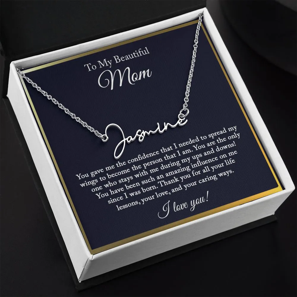 Personalized Signature Necklace for Mom, Mom Necklace, Mom Gift from Daughter, Birthday Gift from Son