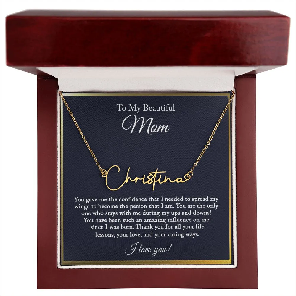 Personalized Signature Necklace for Mom, Mom Necklace, Mom Gift from Daughter, Birthday Gift from Son