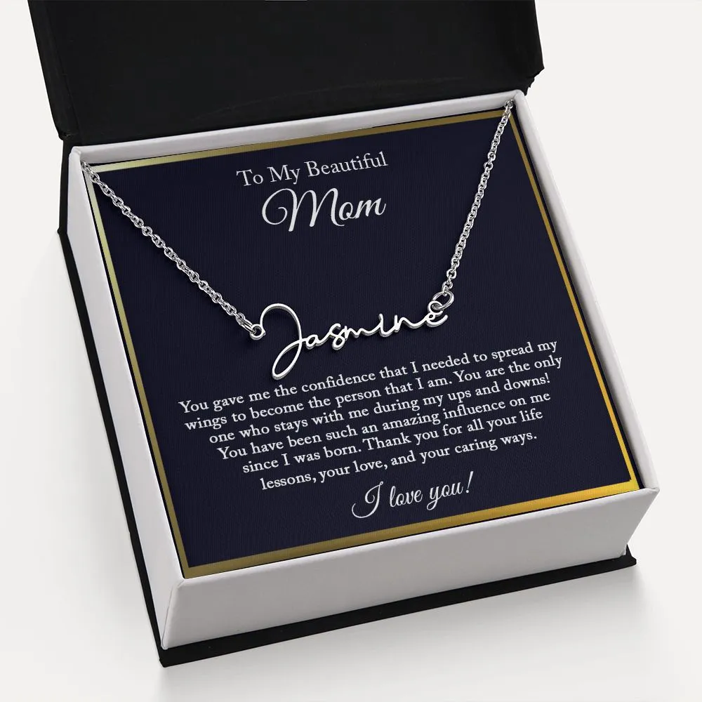Personalized Signature Necklace for Mom, Mom Necklace, Mom Gift from Daughter, Birthday Gift from Son