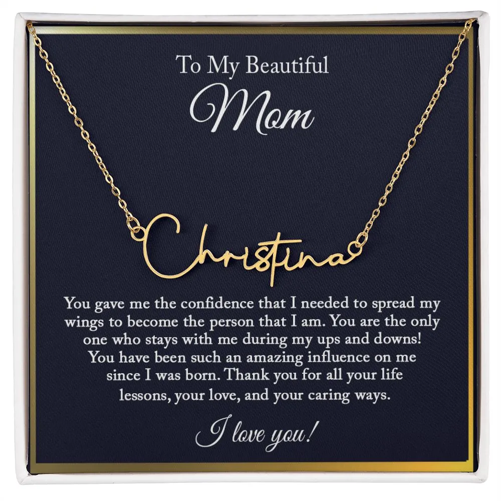 Personalized Signature Necklace for Mom, Mom Necklace, Mom Gift from Daughter, Birthday Gift from Son