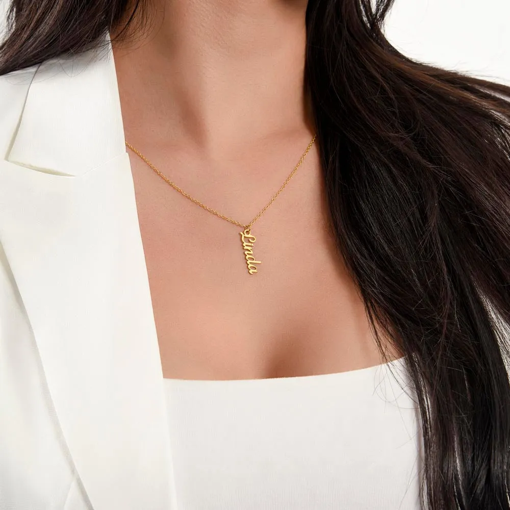 Personalized Vertical Name Necklace – Custom Jewelry Gift for Women