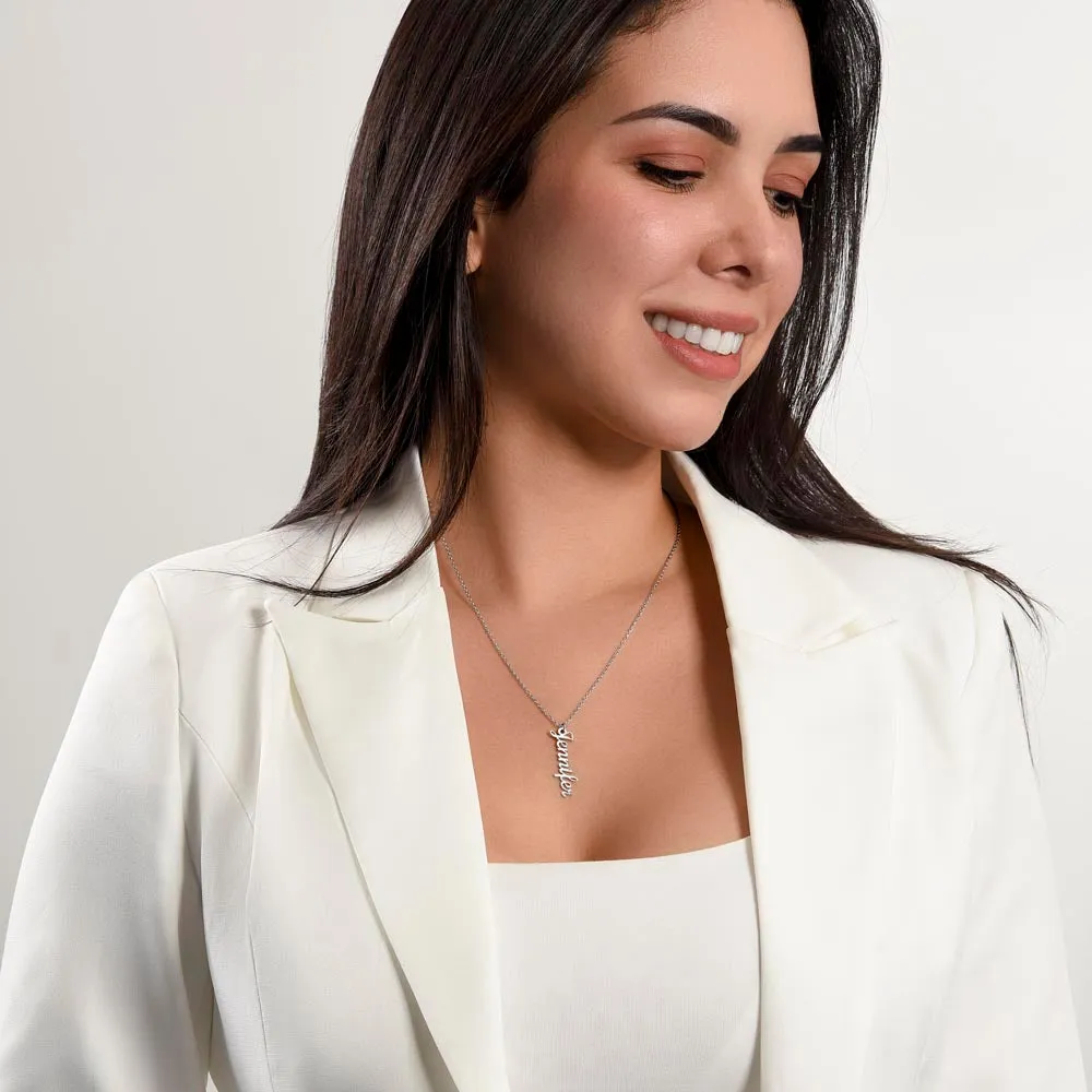 Personalized Vertical Name Necklace – Custom Jewelry Gift for Women