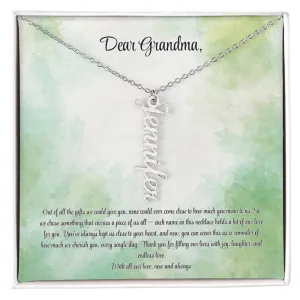 Personalized Vertical Name Necklace for Grandma – A Cherished Gift for Christmas, Birthdays and More!