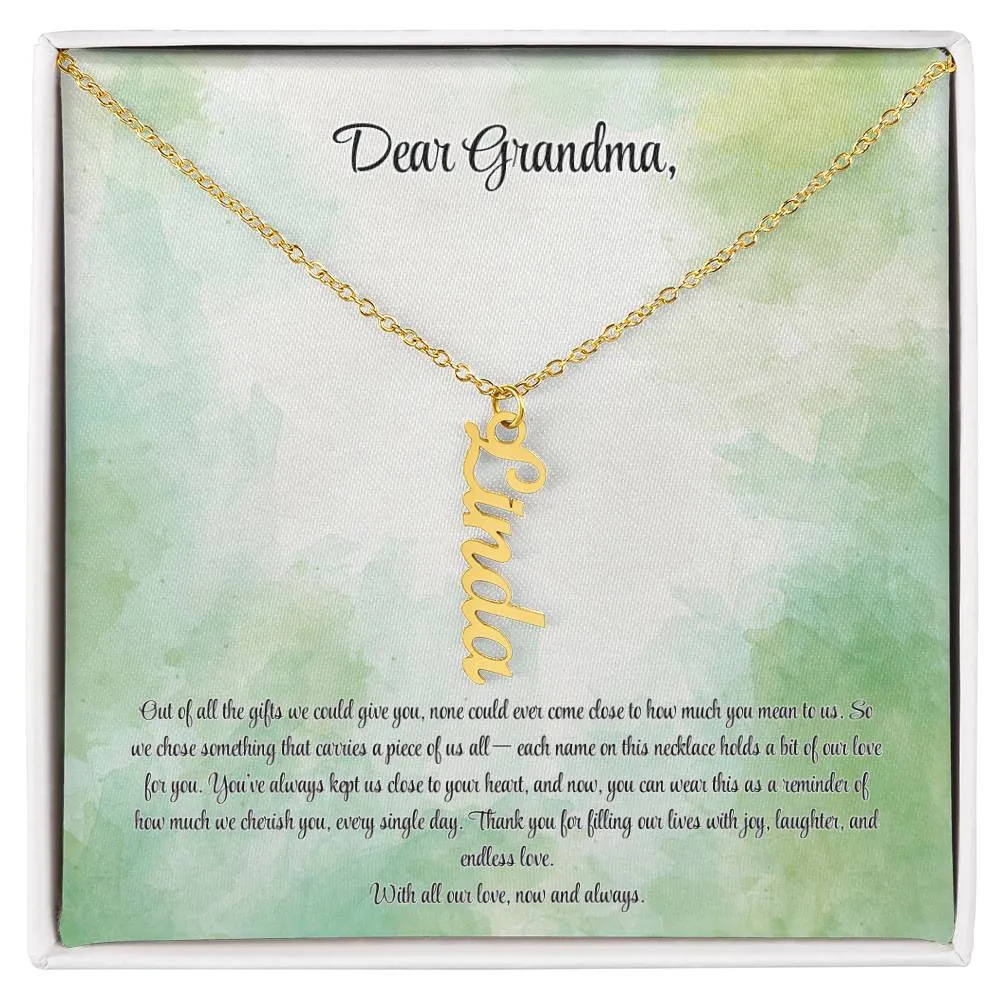 Personalized Vertical Name Necklace for Grandma – A Cherished Gift for Christmas, Birthdays and More!