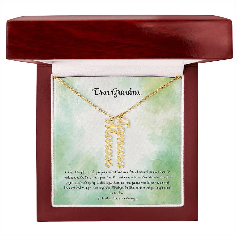 Personalized Vertical Name Necklace for Grandma – A Cherished Gift for Christmas, Birthdays and More!