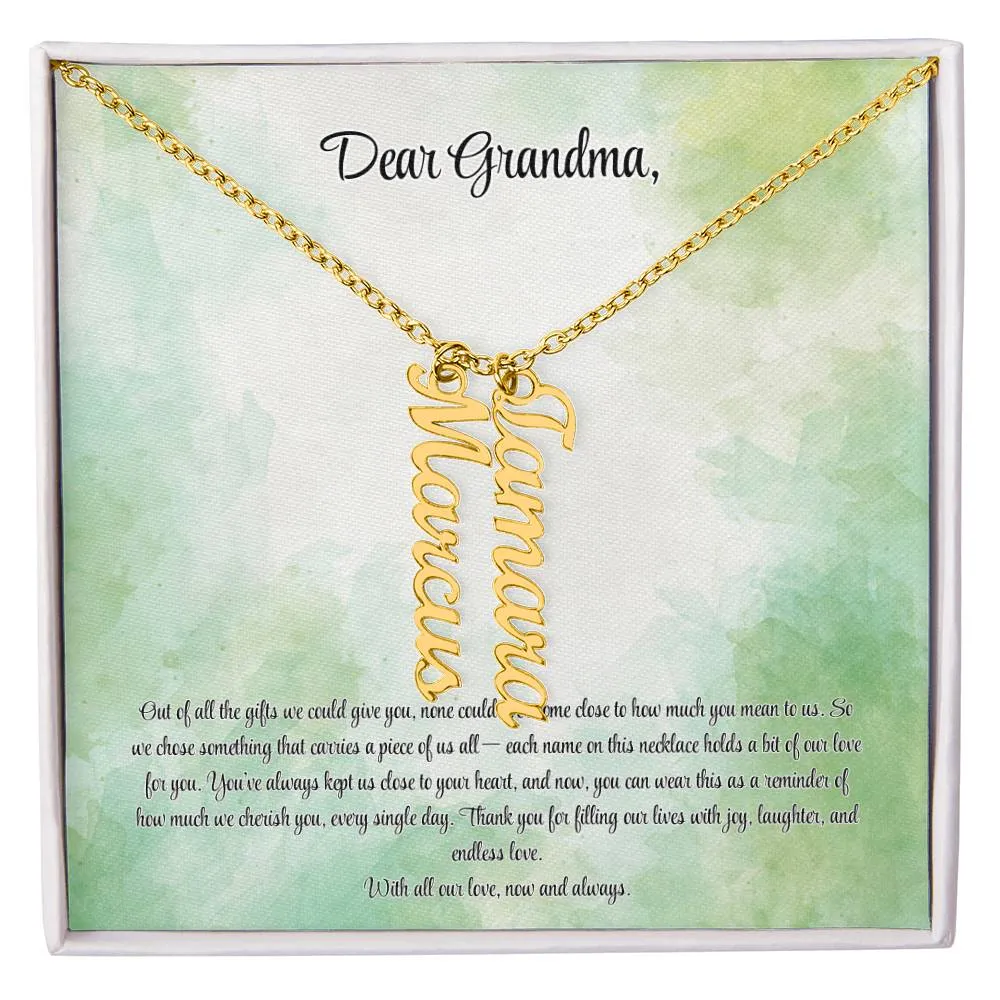 Personalized Vertical Name Necklace for Grandma – A Cherished Gift for Christmas, Birthdays and More!