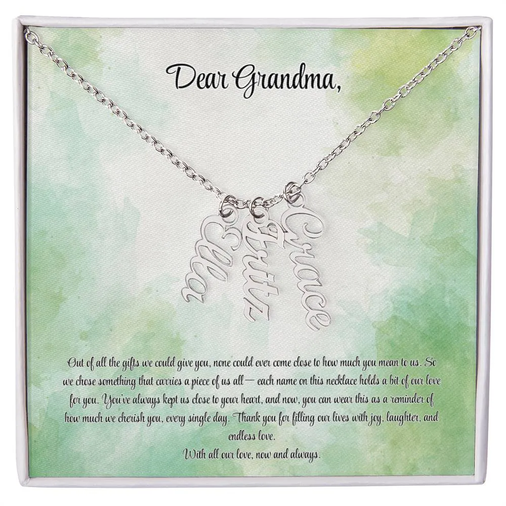 Personalized Vertical Name Necklace for Grandma – A Cherished Gift for Christmas, Birthdays and More!