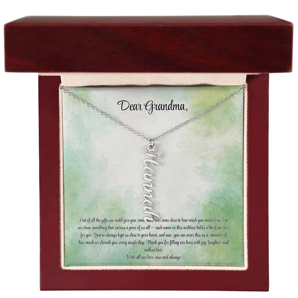 Personalized Vertical Name Necklace for Grandma – A Cherished Gift for Christmas, Birthdays and More!